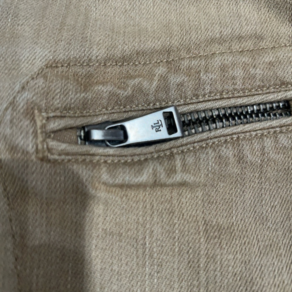 Ralph Lauren Jeans Company Denim Tan Moto Jacket, Full Zip size 6 - Picture 14 of 15